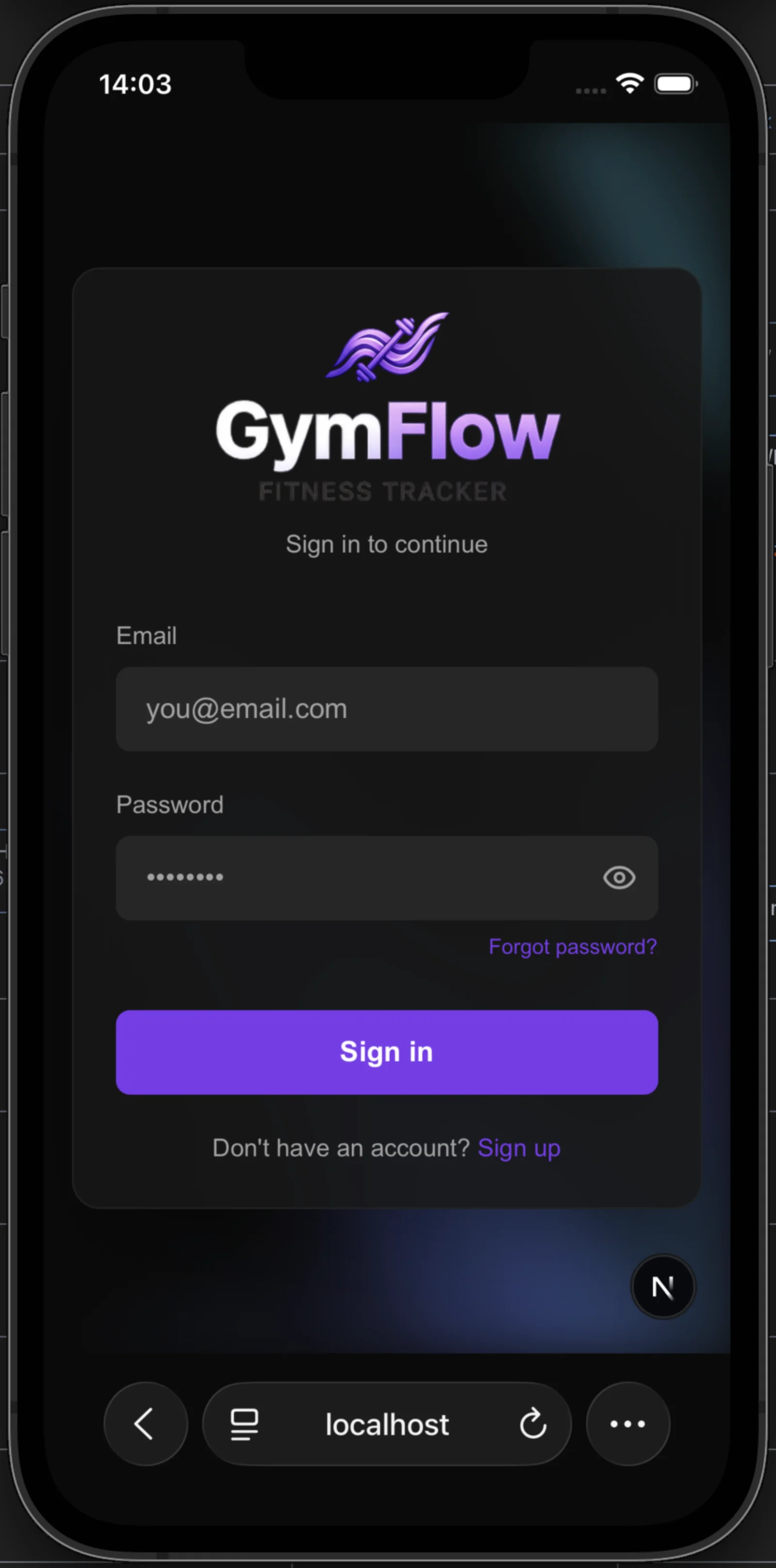 GymFlow mobile interface 2
